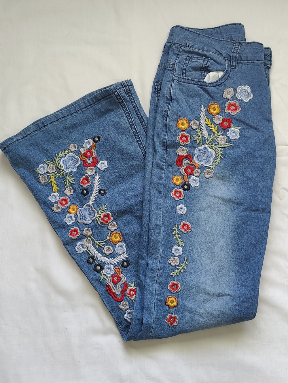 Women's Floral Design Jeans - Size XS